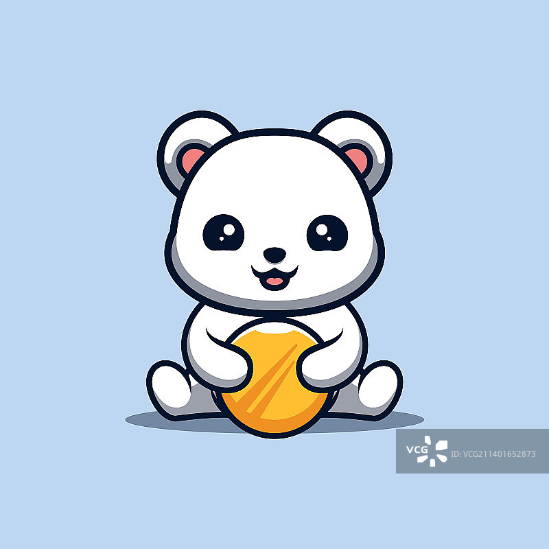 北极熊坐着金币可爱卡通创意图片素材