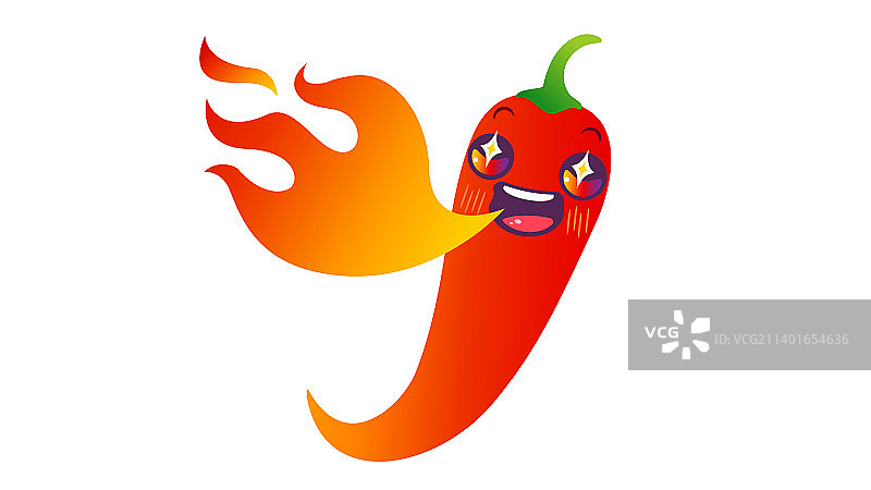 卡哇伊风格的辣椒和火焰图片素材