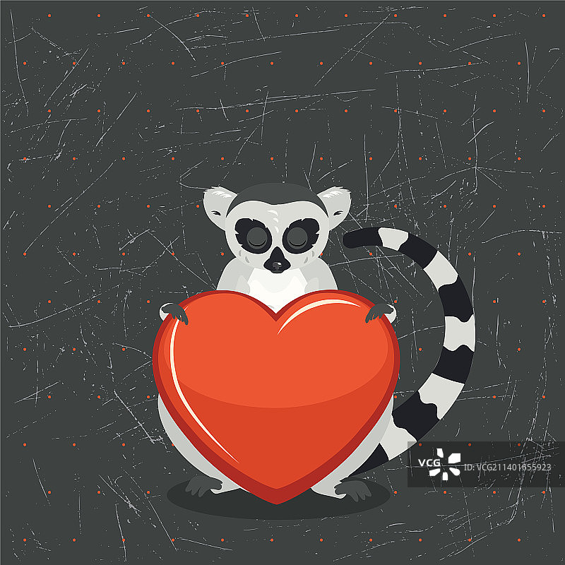 带爱心的狐猴图片素材