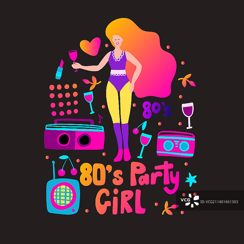 70、80年代迪斯科派对舞蹈女子复古派对图片素材