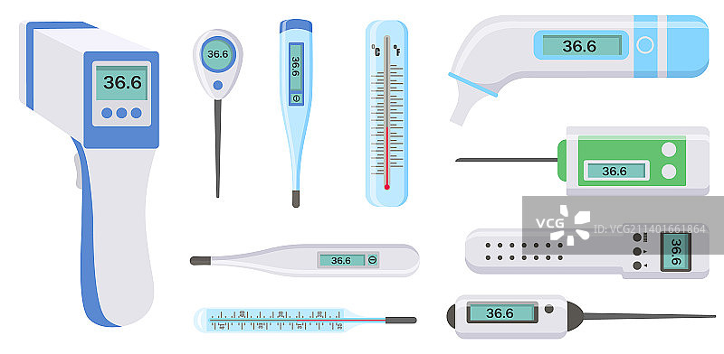 医疗温度计新冠病毒疾病套装图片素材