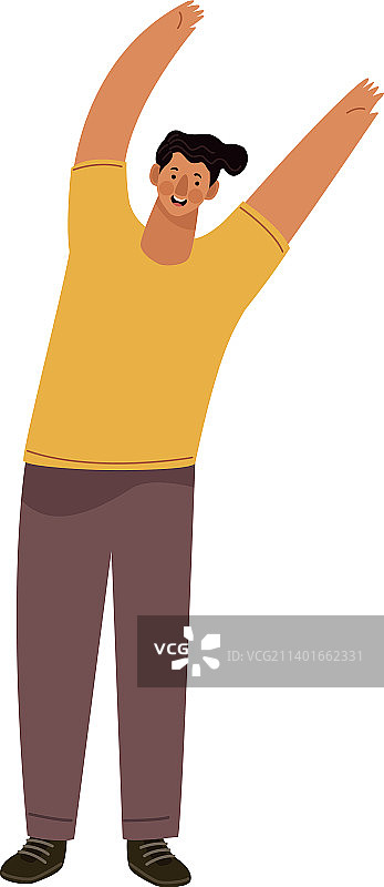 举起双手的年轻男人图片素材