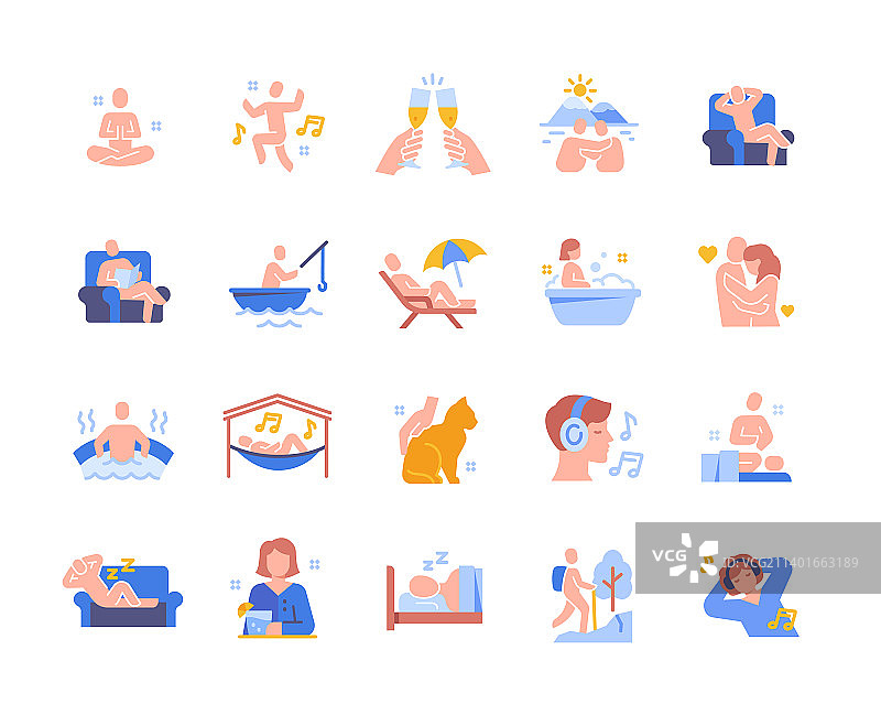 放松彩色图标集图片素材