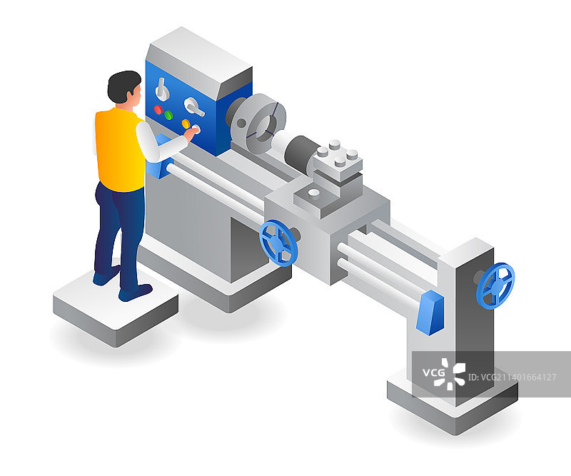 男人操作数控车床图片素材
