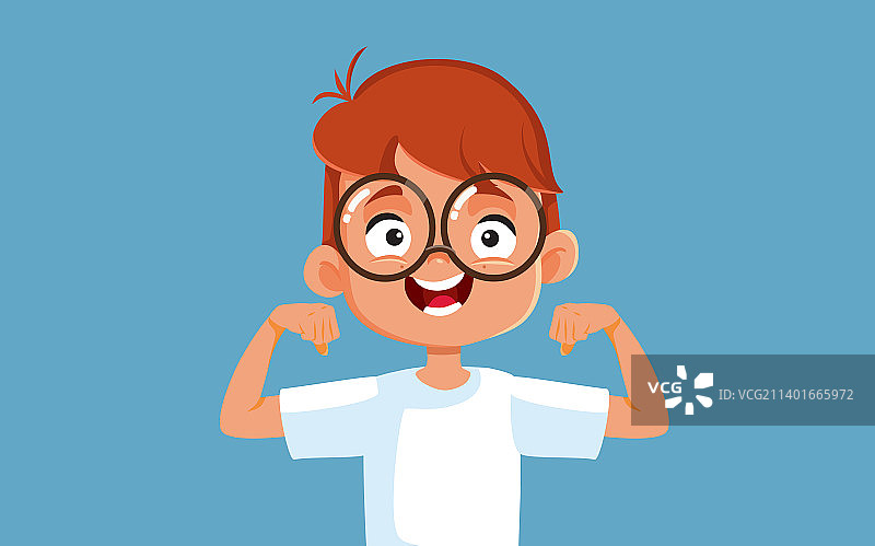 快乐的超级强壮小男孩卡通人物图片素材