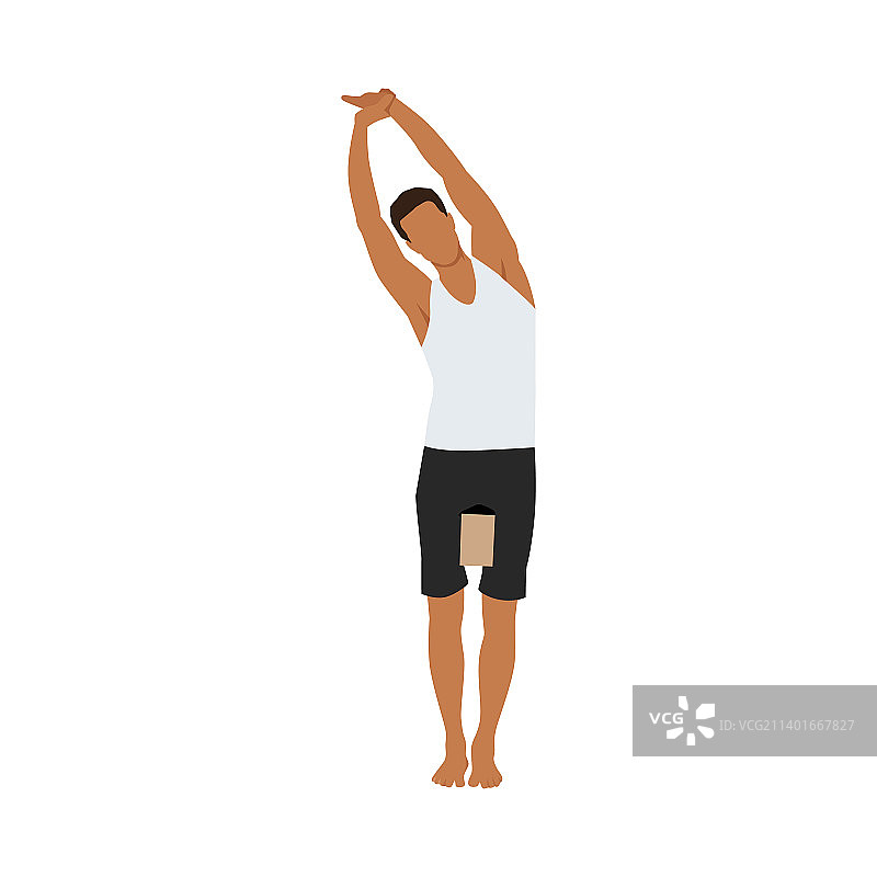 男人做侧弯山式瑜伽图片素材