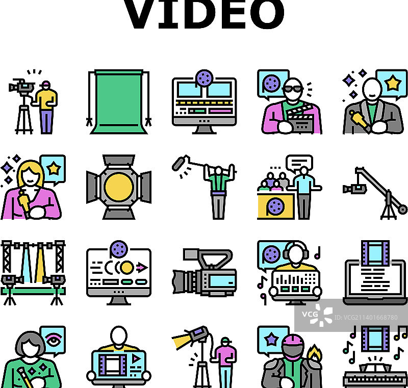 视频制作电影工作室图标集图片素材