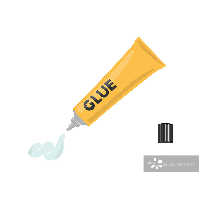 从黄色金属管中挤出透明胶水图片素材