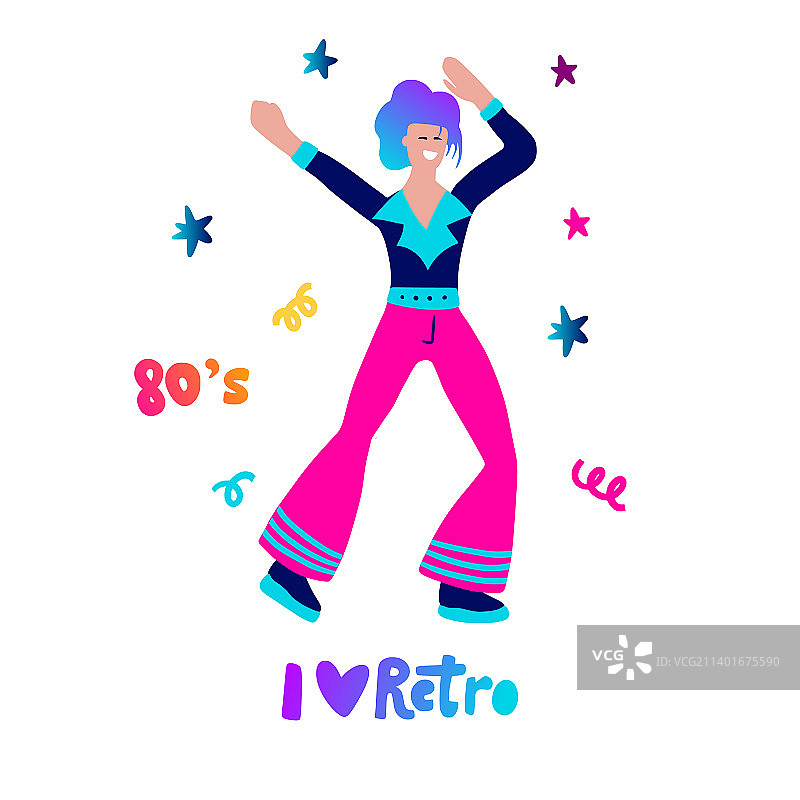 迪斯科派对70、80年代舞蹈舞者图片素材