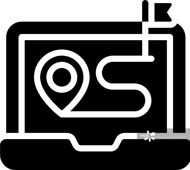 笔记本电脑屏幕上的路线地图图标位置地图图片素材