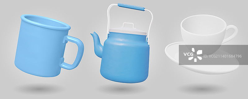 水壶、露营杯子组合图片素材