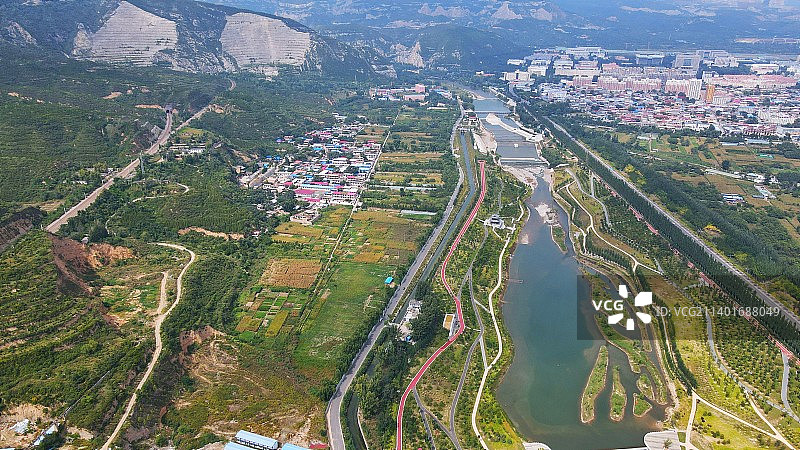 航拍如画的山西汾河图片素材