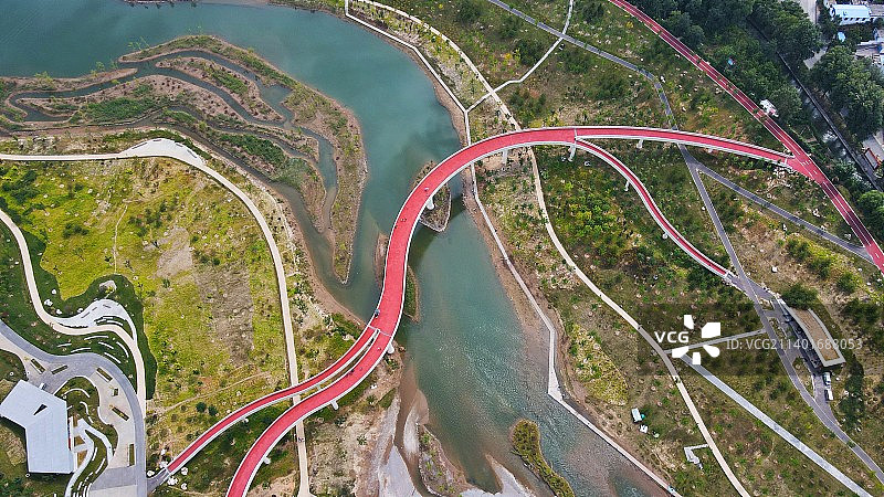 航拍如画的山西汾河图片素材