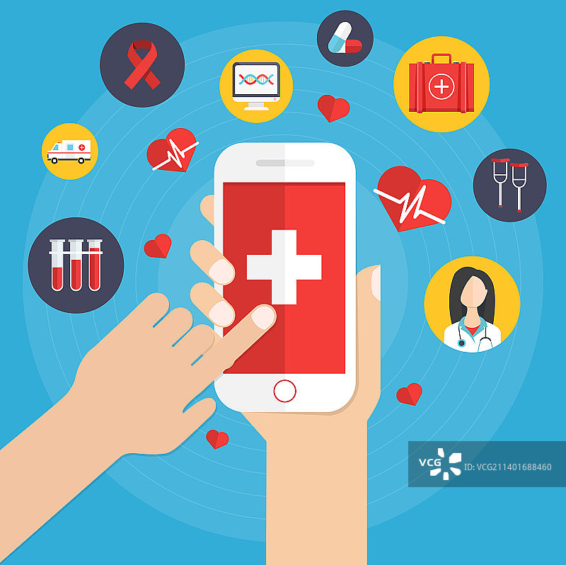 智能手机上的健康App图片素材