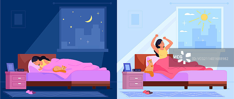 卧室中的睡眠与觉醒图片素材