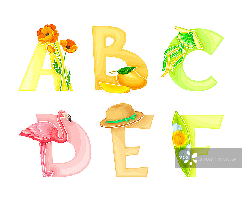 阳光明媚的夏季字母图片素材