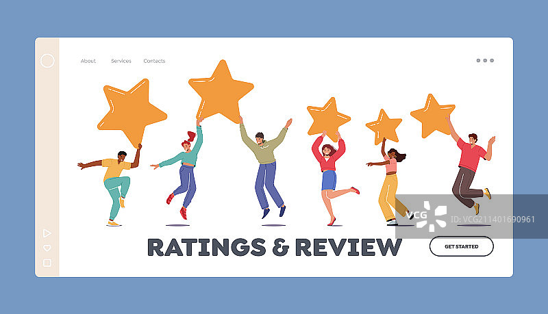 评分与评价着陆页模板图片素材