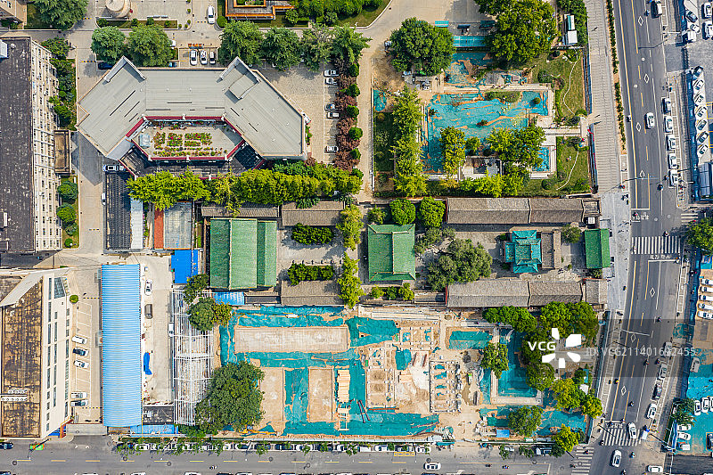 航拍河南郑州城隍庙 郑州城隍灵佑侯庙 郑州纪信庙图片素材