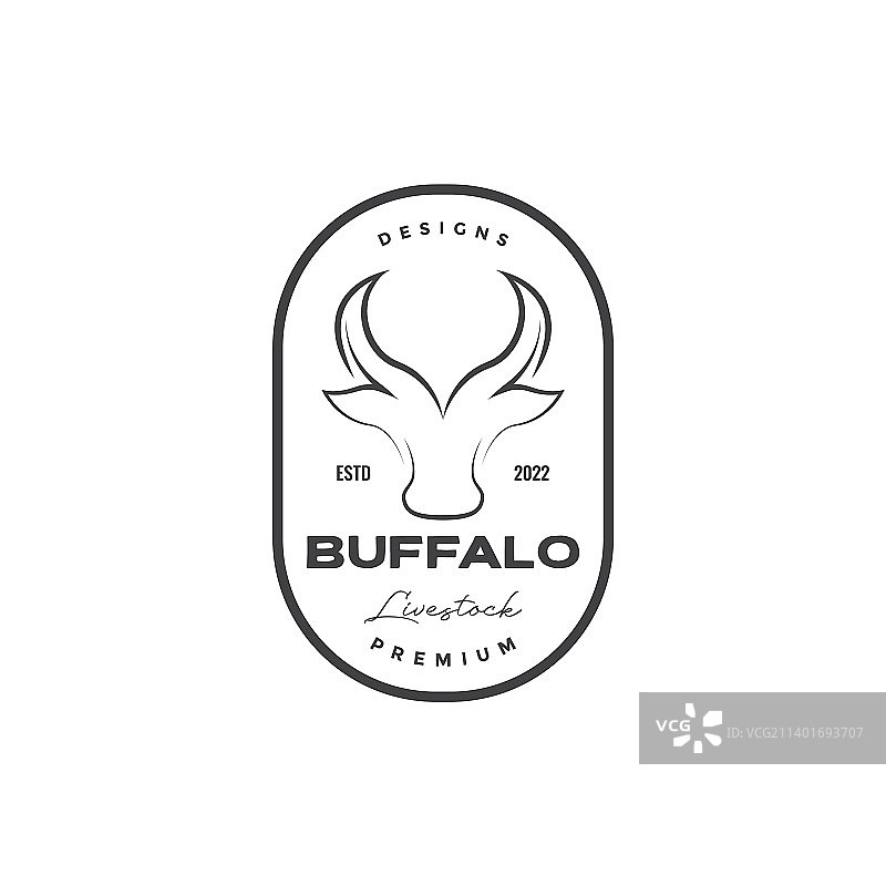 极简水牛头角复古徽章标志图片素材