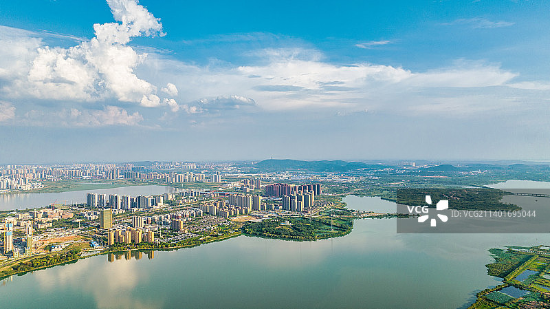 武汉武昌多个湖泊包括汤逊湖青菱湖黄家湖图片素材