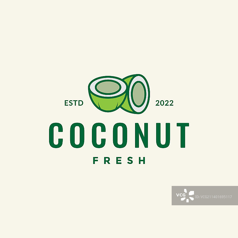 绿色新鲜椰子奶油Logo设计图片素材