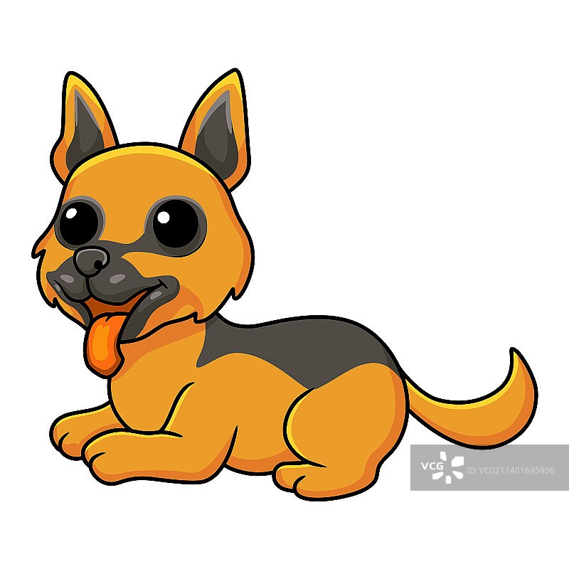 可爱德国牧羊犬卡通坐姿图片素材
