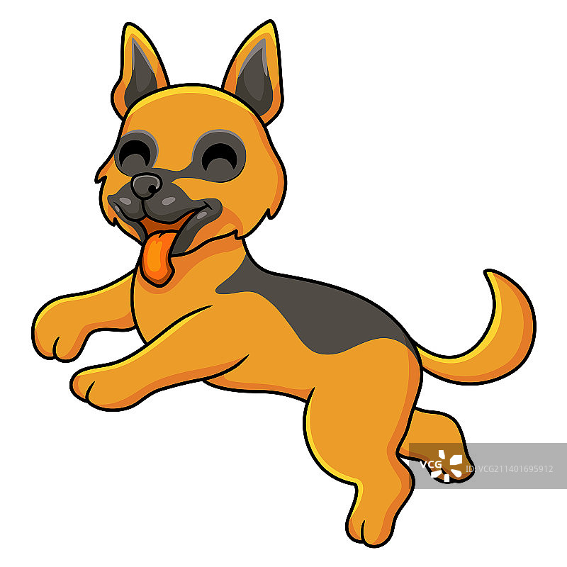 可爱的德国牧羊犬卡通图片素材