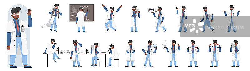 黑人男科学家不同角度姿势图片素材