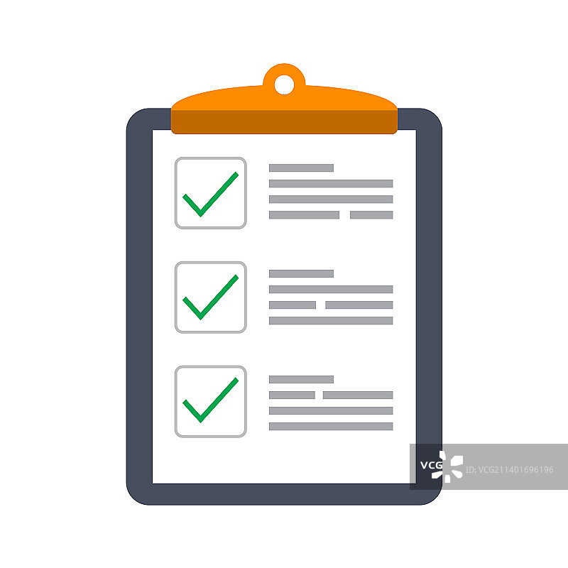 带复选标记的扁平风格剪贴板设计图片素材