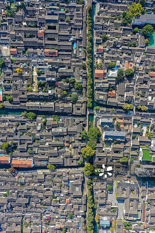 航拍江苏苏州平江历史文化街区 苏州平江路步行街图片素材