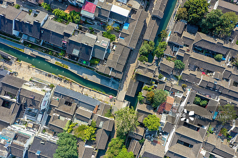 航拍江苏苏州平江历史文化街区 苏州平江路步行街图片素材