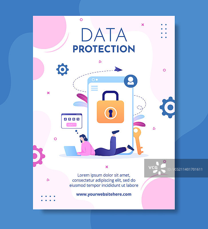 手绘卡通风格网络安全宣传单模板图片素材