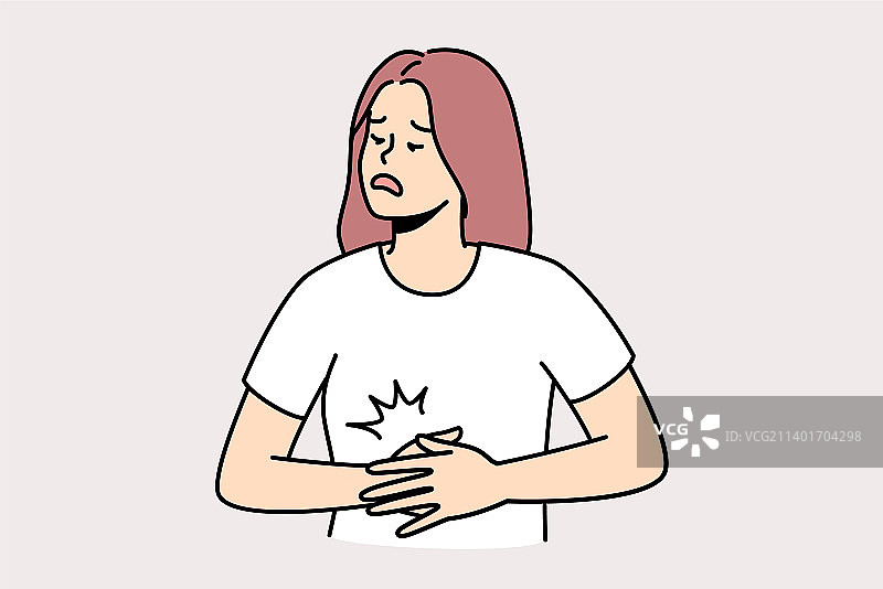 胃痛的难受女人图片素材