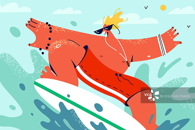 男人在海浪中冲浪图片素材