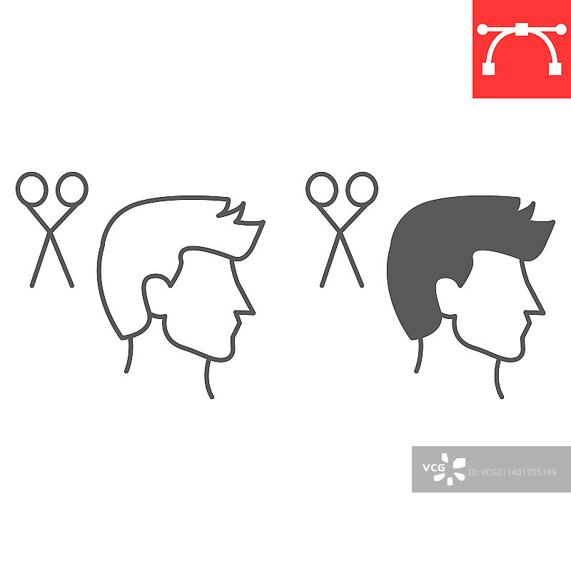 男士理发线条和标志图标图片素材