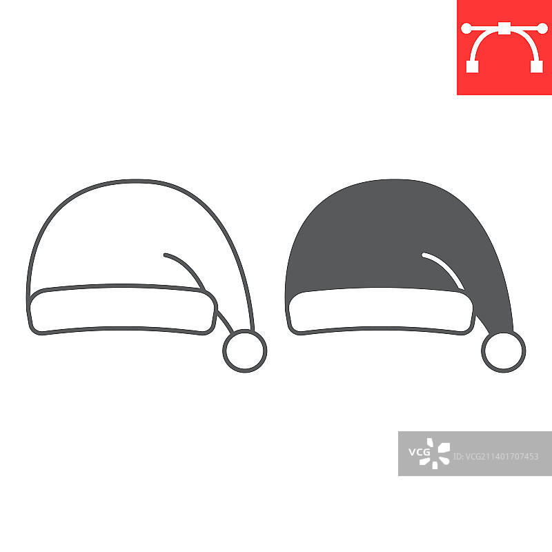 圣诞帽线性图标图片素材