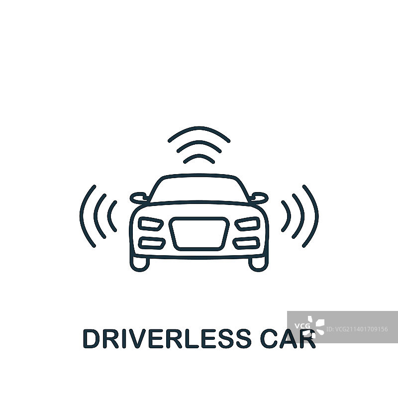无人驾驶汽车图标单色简约线条未来图片素材
