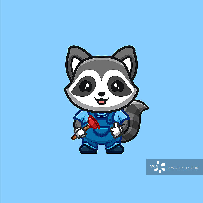 卡通浣熊水管工创意可爱图片素材