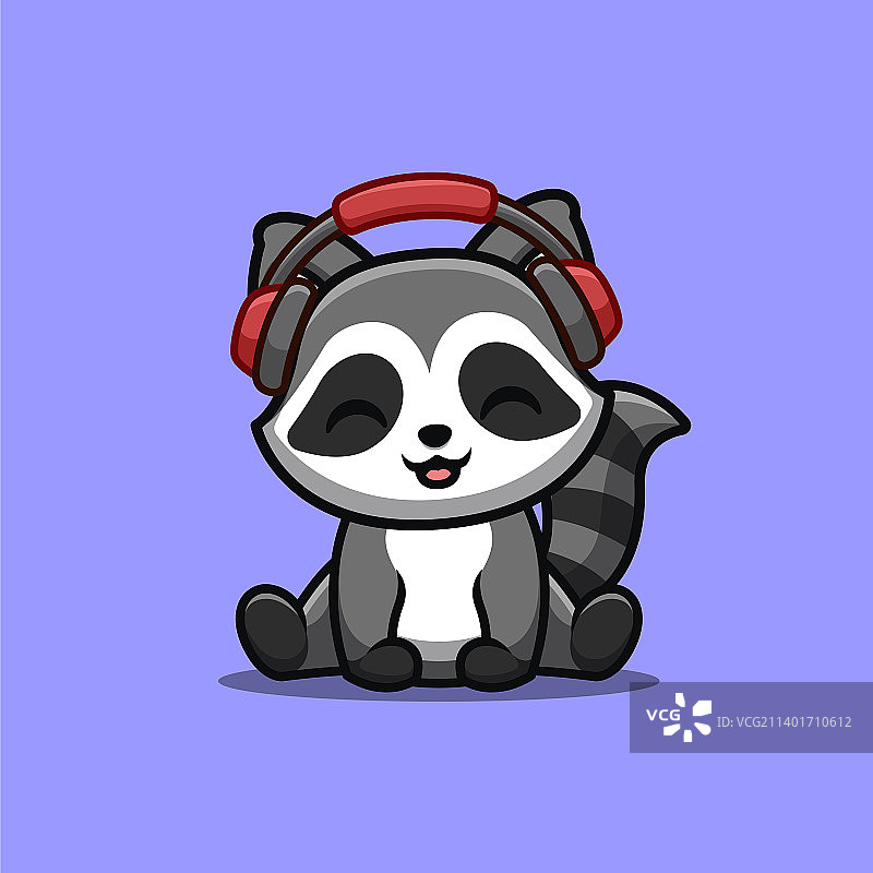 浣熊听音乐创意设计图片素材