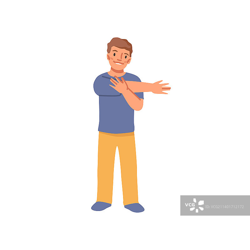 男孩做伸展运动图片素材