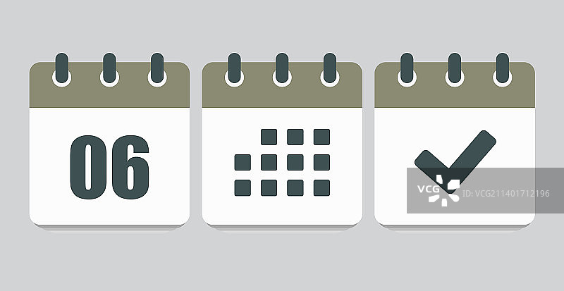 已完成的第6个议程日历图标页面图片素材