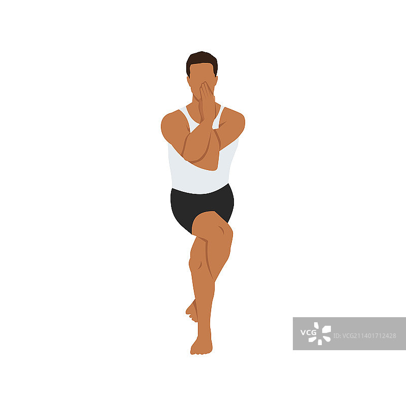 男人做鹰式瑜伽图片素材