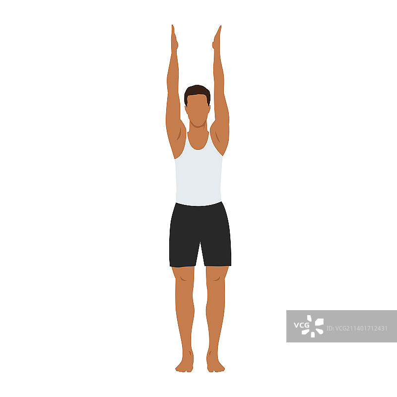 男人做向上致敬式瑜伽图片素材