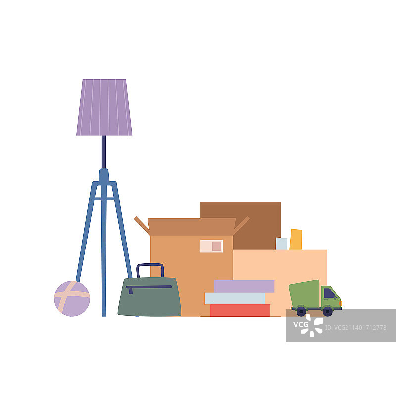 装有物品的搬家纸箱图片素材