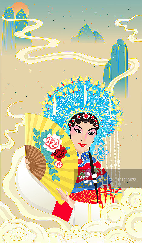 国潮风京剧人物杨贵妃插画图片素材