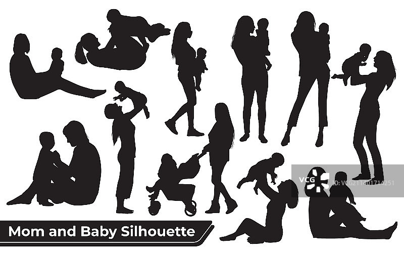 母亲和婴儿剪影合集图片素材