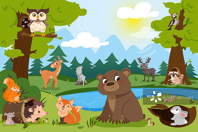 野生卡通森林动物图片素材
