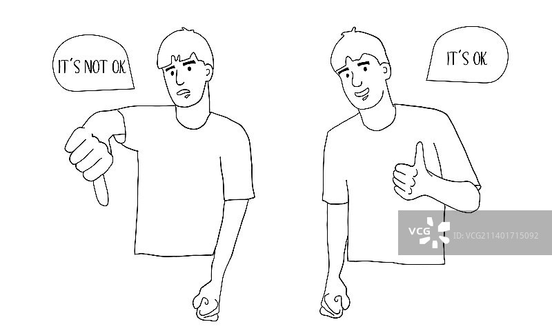 男人竖起和放下大拇指图片素材