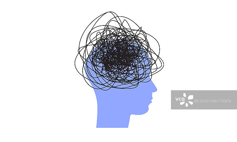 带有云问题压力的头像轮廓图片素材