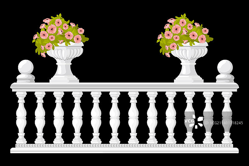 栏杆花瓶花卉构图图片素材